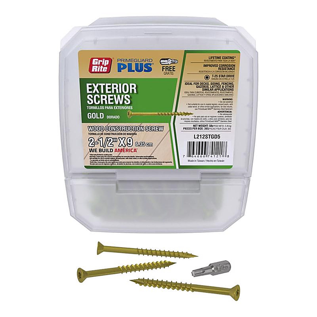 Grip-Rite L212STGD5 PrimeGuard Plus No. 9 wire S X 2-1/2 in. L Star Flat Head Deck Screws 5 lb