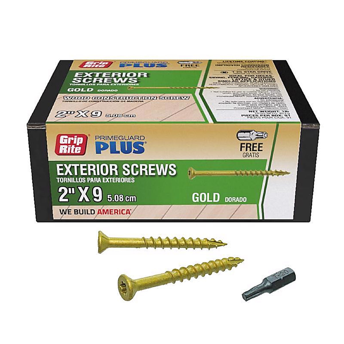 Grip-Rite L2STGD1 PrimeGuard Plus No. 9 wire S X 2 in. L Star Flat Head Deck Screws 1 lb