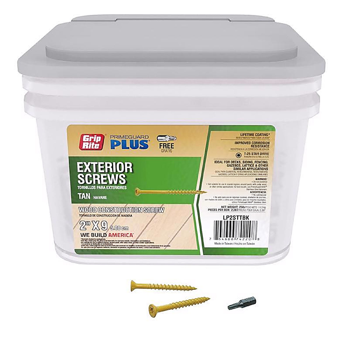 Grip-Rite LP2STTBK PrimeGuard Plus No. 9 wire S X 2 in. L Star Flat Head Deck Screws 25 lb