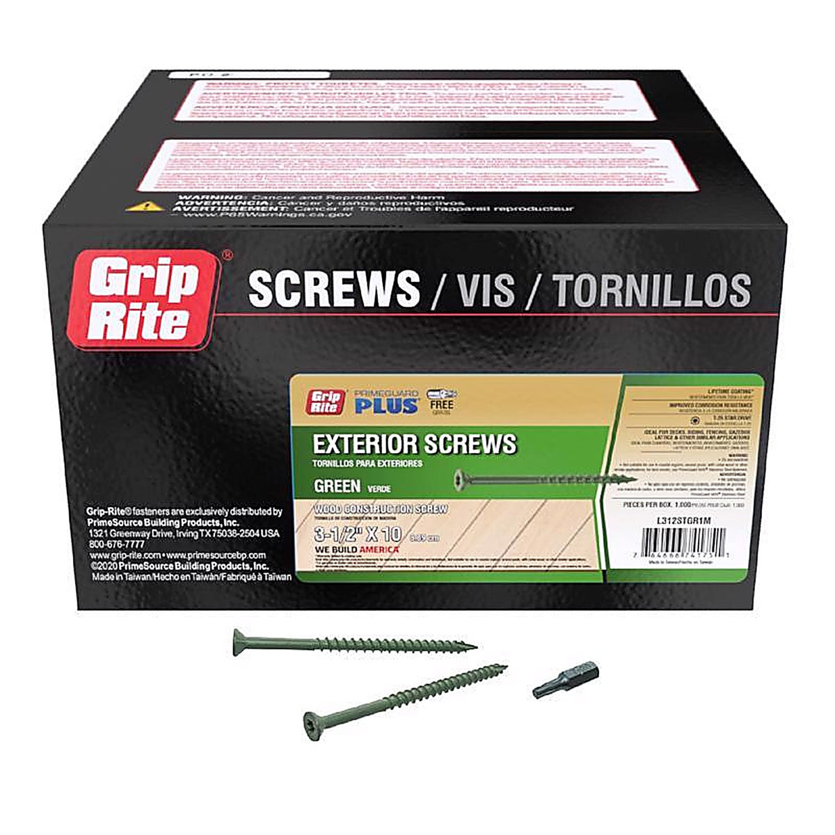 Grip-Rite L312STGR1M PrimeGuard Plus No. 10 wire S X 3-1/2 in. L Star Flat Head Deck Screws 1000 pk