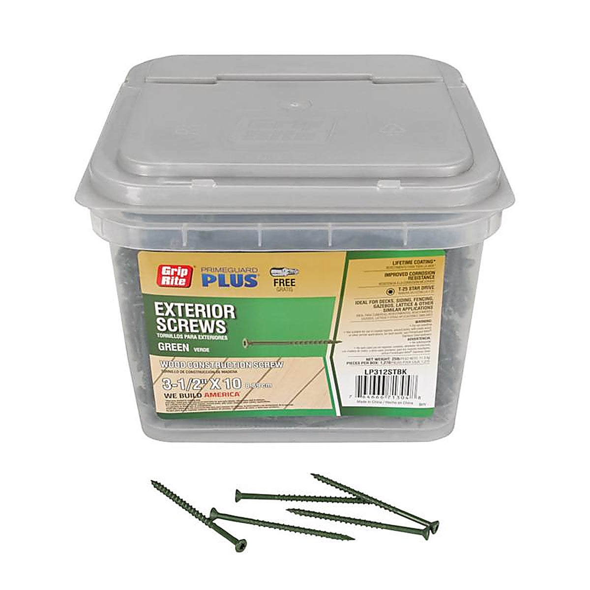 Grip-Rite LP312STBK PrimeGuard Plus No. 10 wire S X 3-1/2 in. L Star Flat Head Deck Screws 25 lb 1270 pk