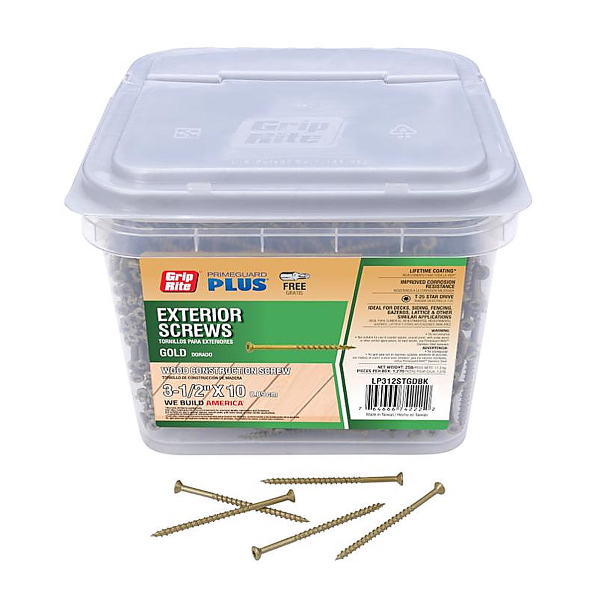 Grip-Rite LP312STGDBK PrimeGuard Plus No. 10 wire X 3-1/2 in. L Star Flat Head Deck Screws 25 lb