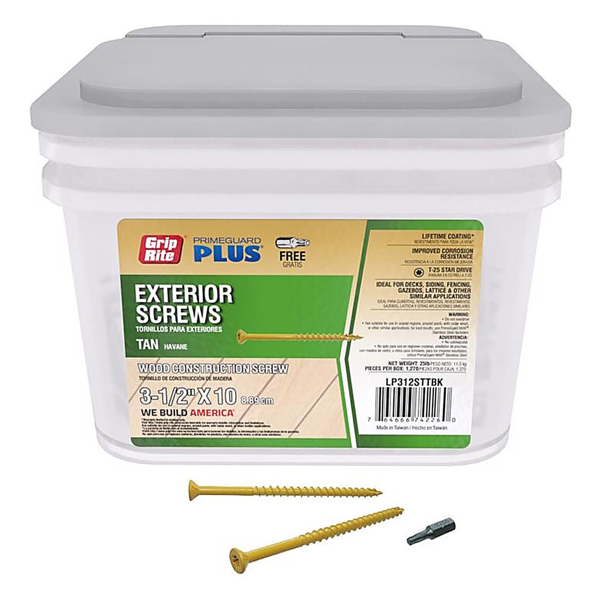 Grip-Rite LP312STTBK PrimeGuard Plus No. 10 wire S X 3-1/2 in. L Star Flat Head Deck Screws 25 lb