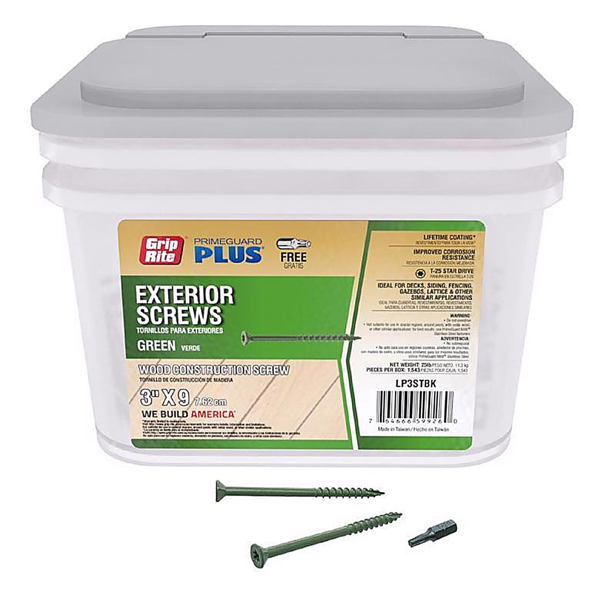 Grip-Rite LP3STBK PrimeGuard Plus No. 9 wire S X 3 in. L Star Trim Head Deck Screws 25 lb