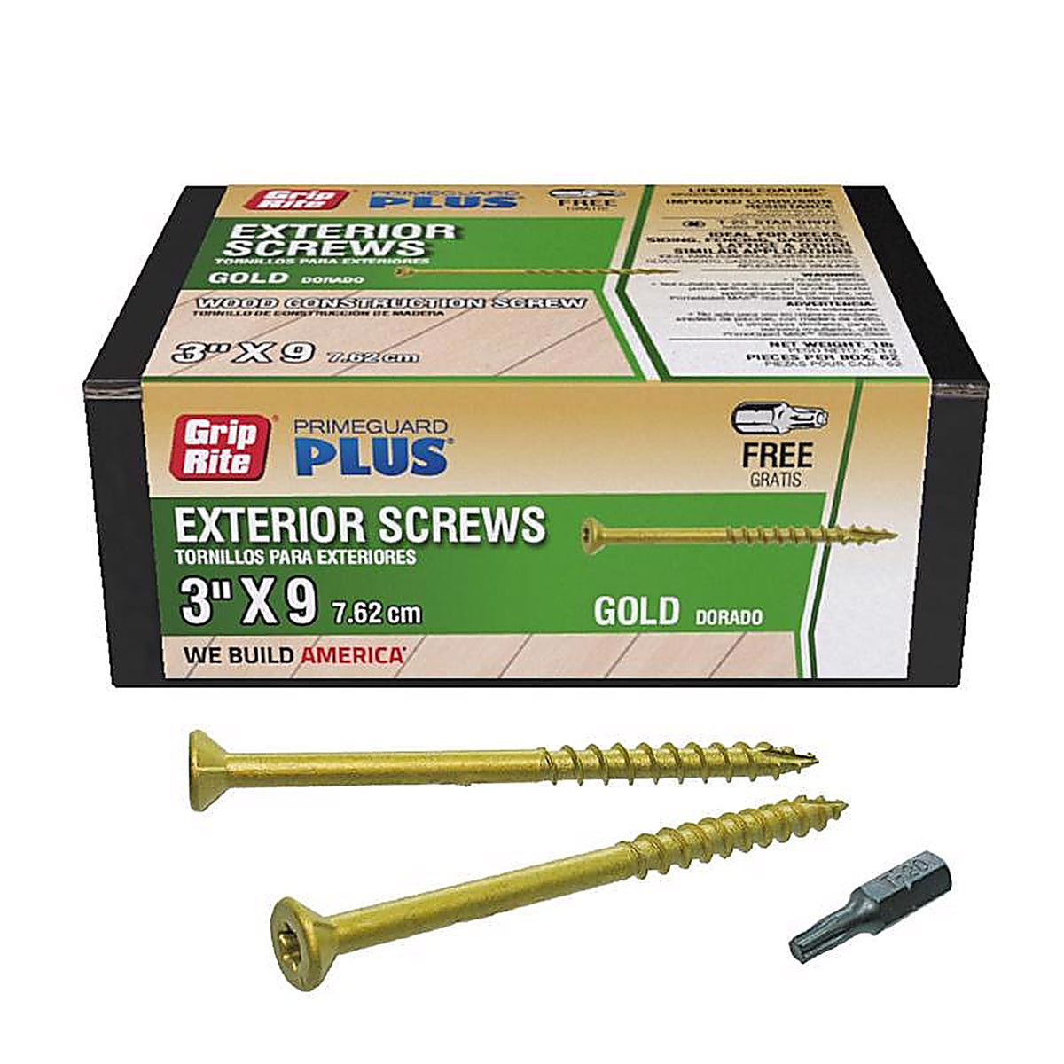 Grip-Rite L3STGD1 PrimeGuard Plus No. 9 wire S X 3 in. L Star Flat Head Deck Screws 1 lb