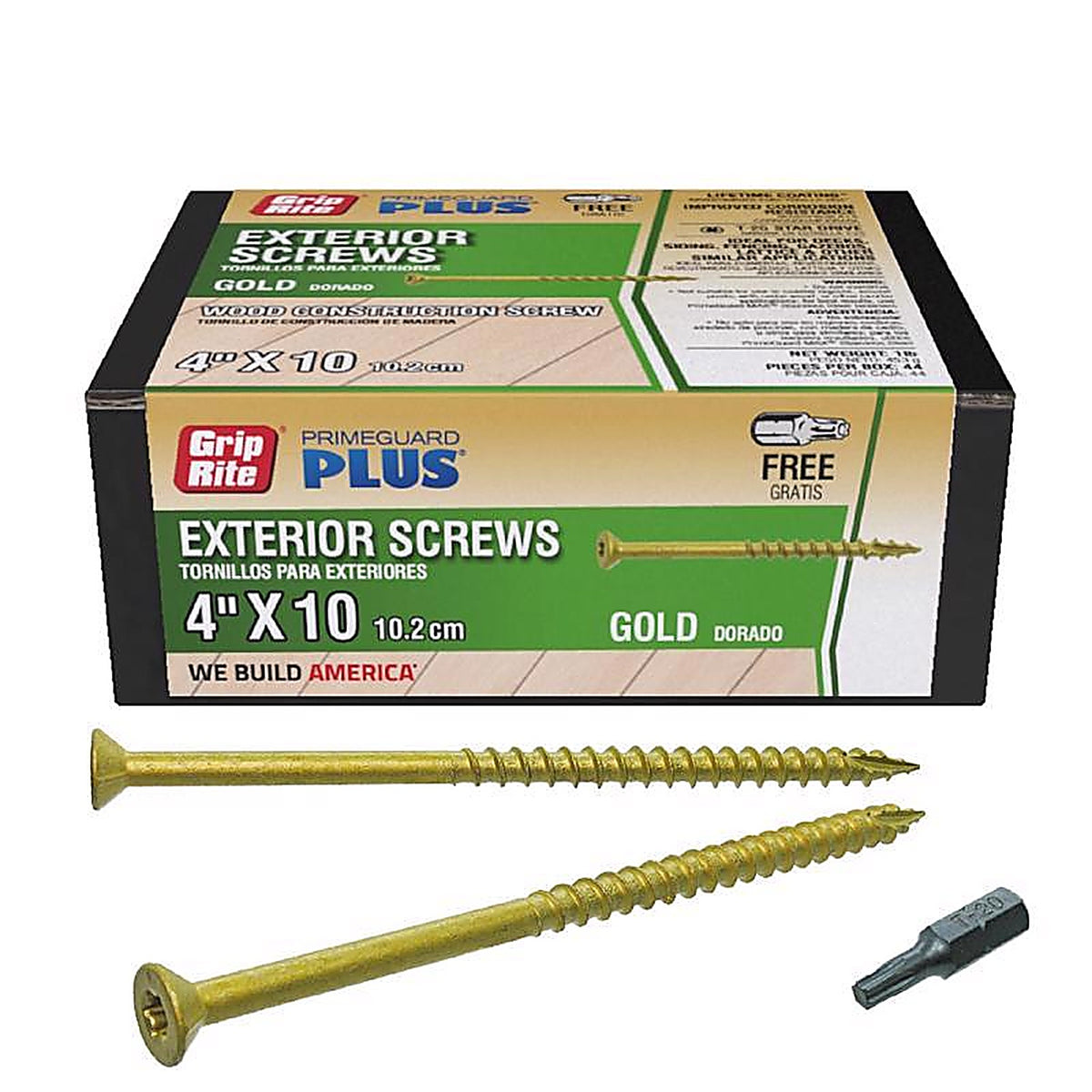 Grip-Rite L4STGD1 PrimeGuard Plus No. 10 wire S X 4 in. L Star Flat Head Deck Screws 1 lb 44 pk