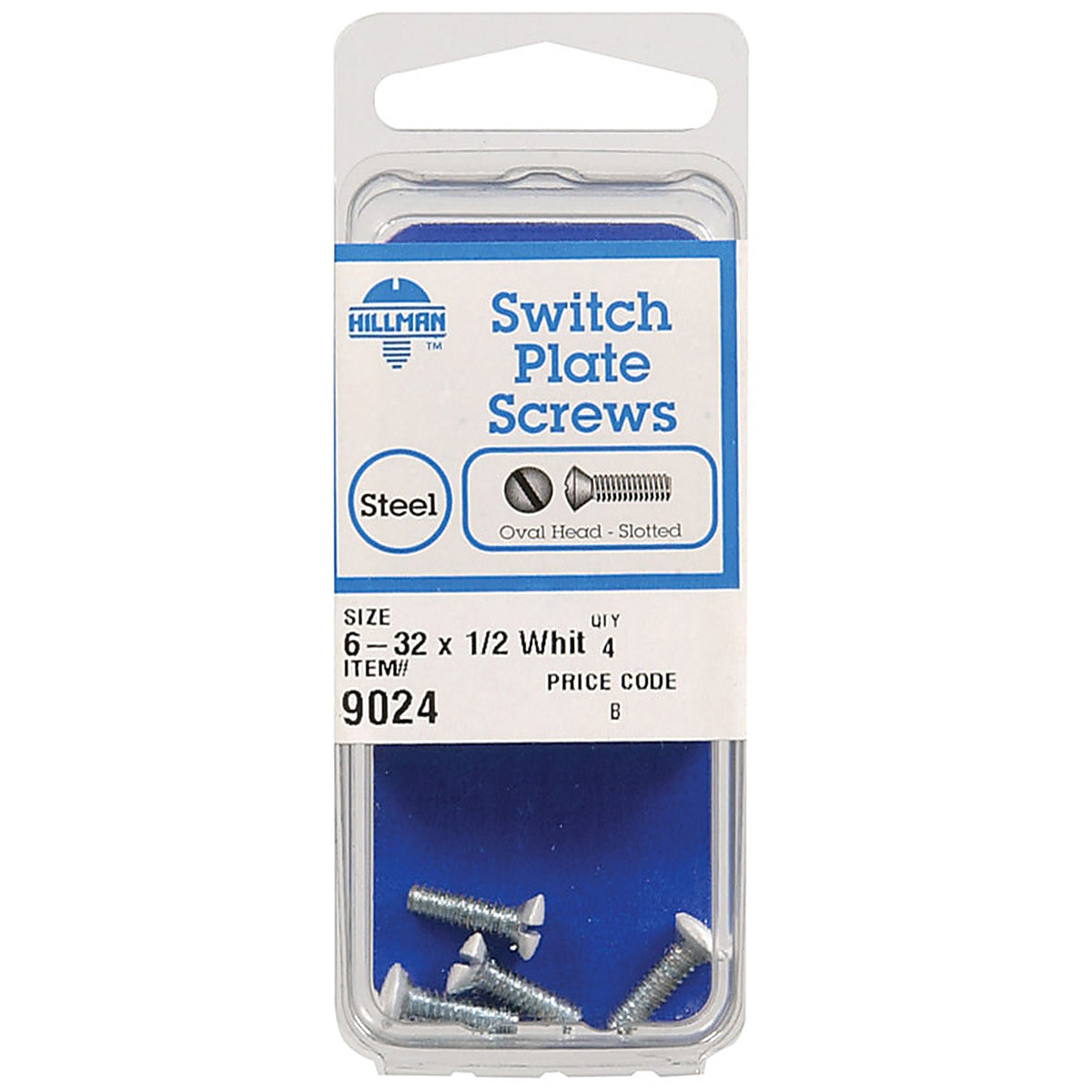 Hillman 9024 No. 6-32 x 1/2 in. L Slotted Oval Head Steel Machine Screws 4/Pack