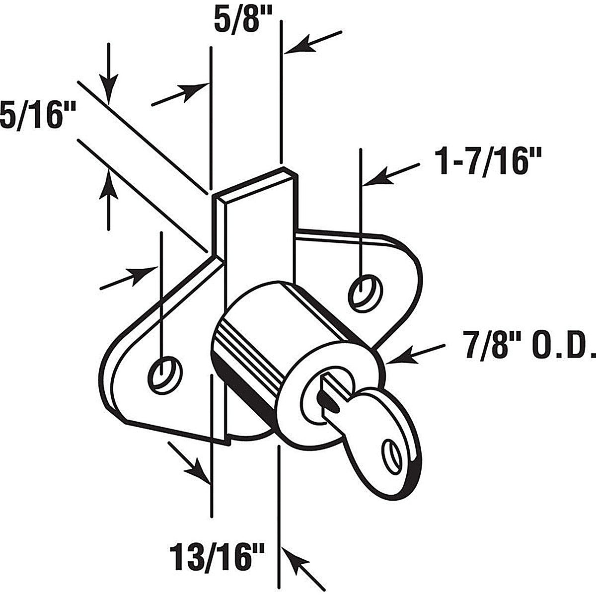 Prime-Line U9947 Bright Brass Gold Steel Cabinet/Drawer Lock