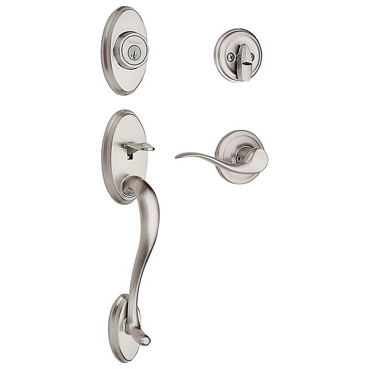 Kwikset - 98001-107 - Smartkey Shelburne Satin Nickel Handleset Right or Left Handed