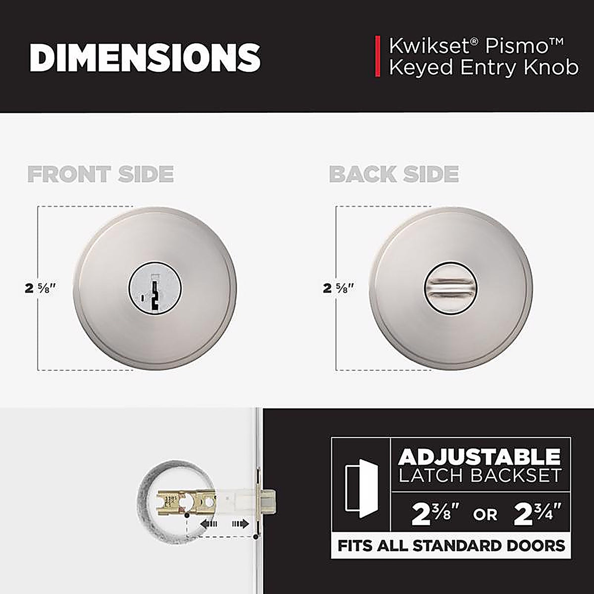 Kwikset - 97402-850 - Smartkey Pismo Satin Nickel Entry Door Knob Kw1 1-3/4 In.