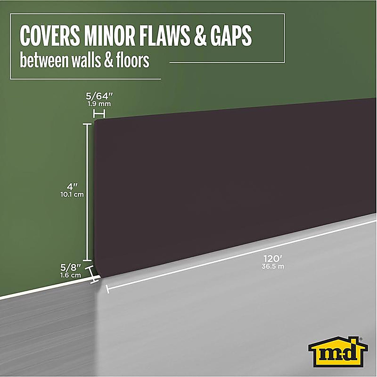 M-D - 75465 - Building Products 4 In. H X 0.08 In. W X 120 Ft. L Dry Back Brown Vinyl Wall Base
