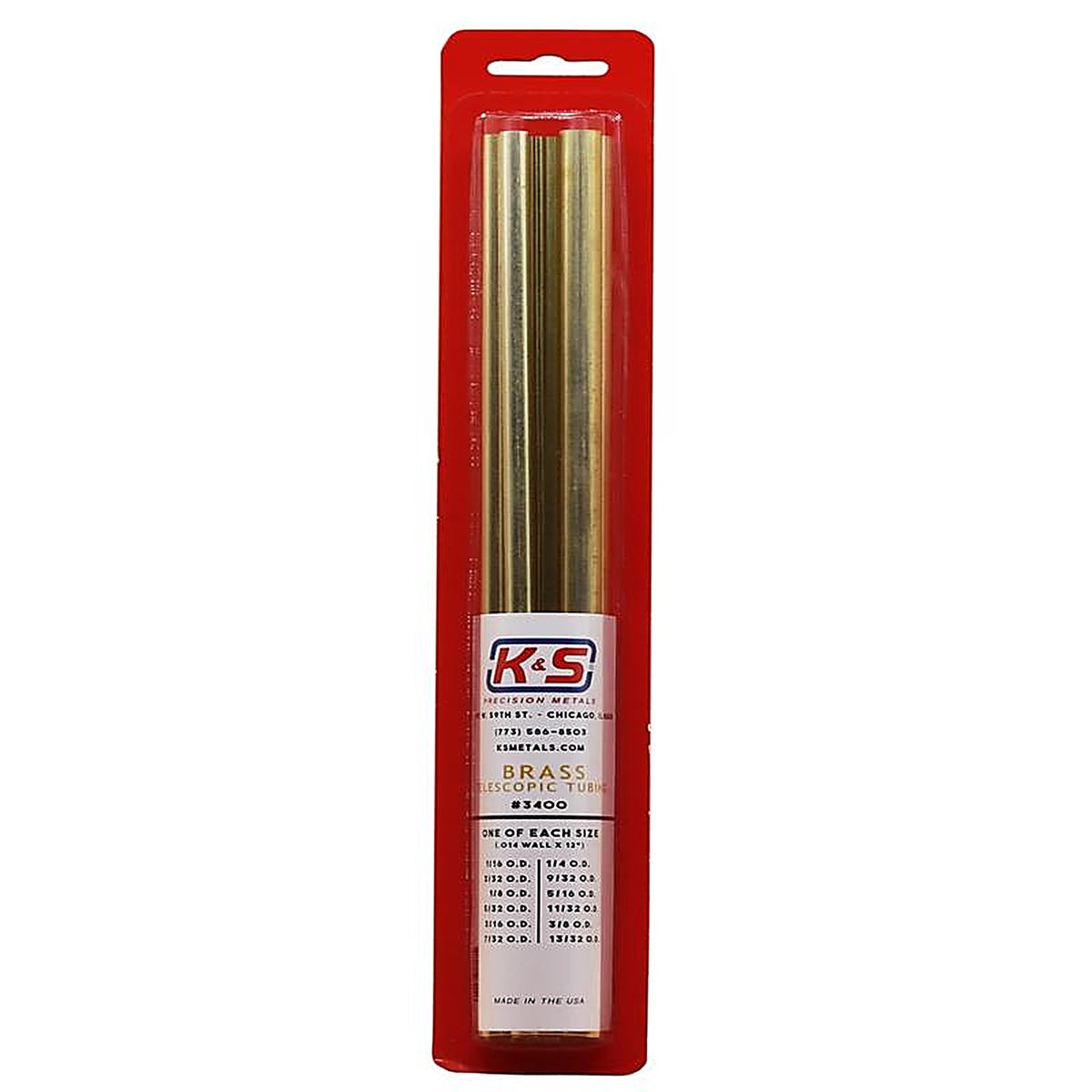K&S - 3400 - 12 In. L Round Brass Tube 12 Pack