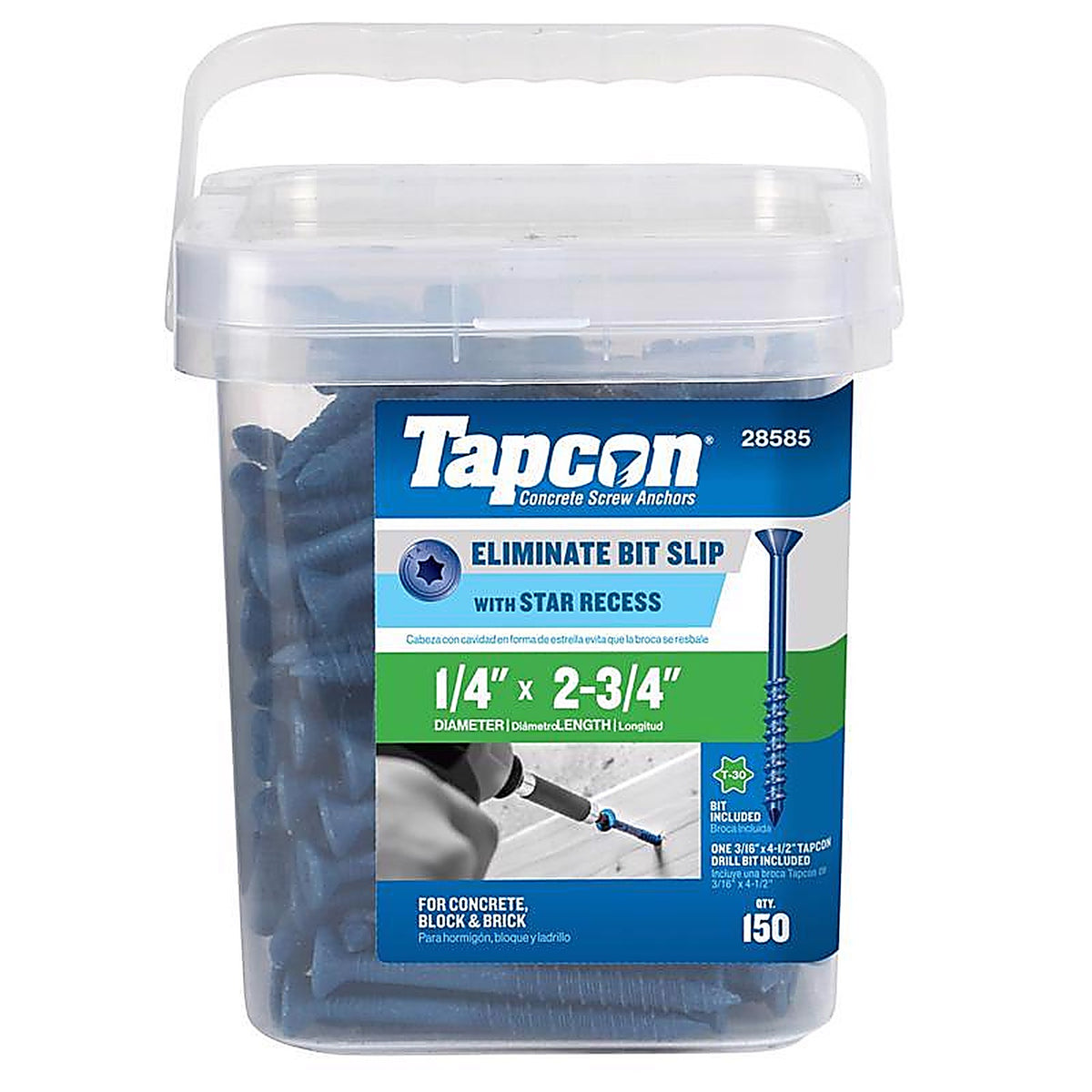Tapcon 28585 2-3/4 in. L Star Flat Head Concrete Screws 150/Pack