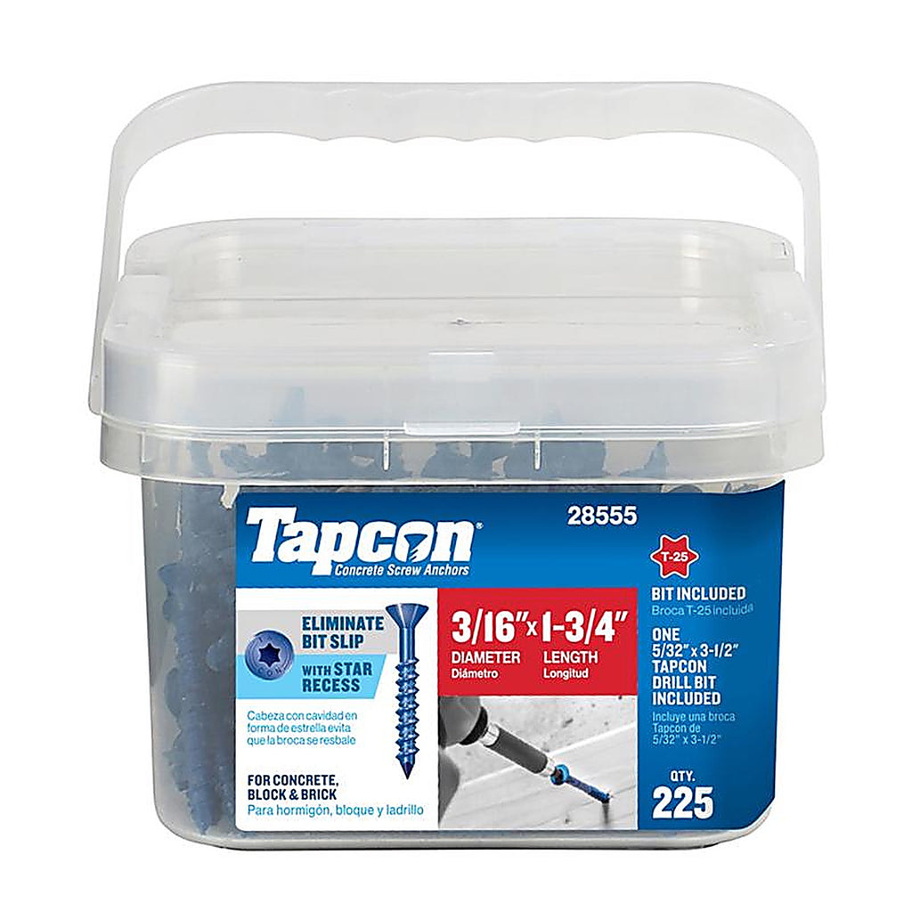 Tapcon 28555 1-3/4 in. L Star Flat Head Concrete Screws 225/Pack