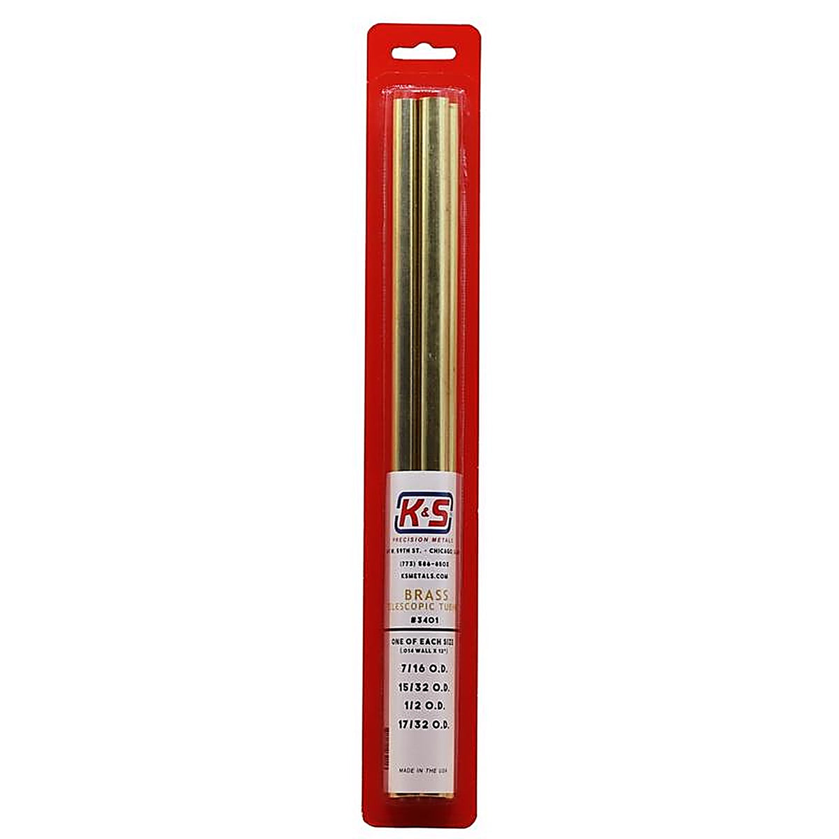 K&S - 3401 - 12 In. L Round Brass Tube 4 Pack