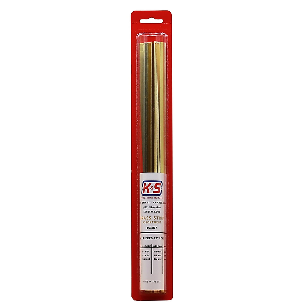 K&S - 3407 - 12 In. L Mill Brass Assorted Strip