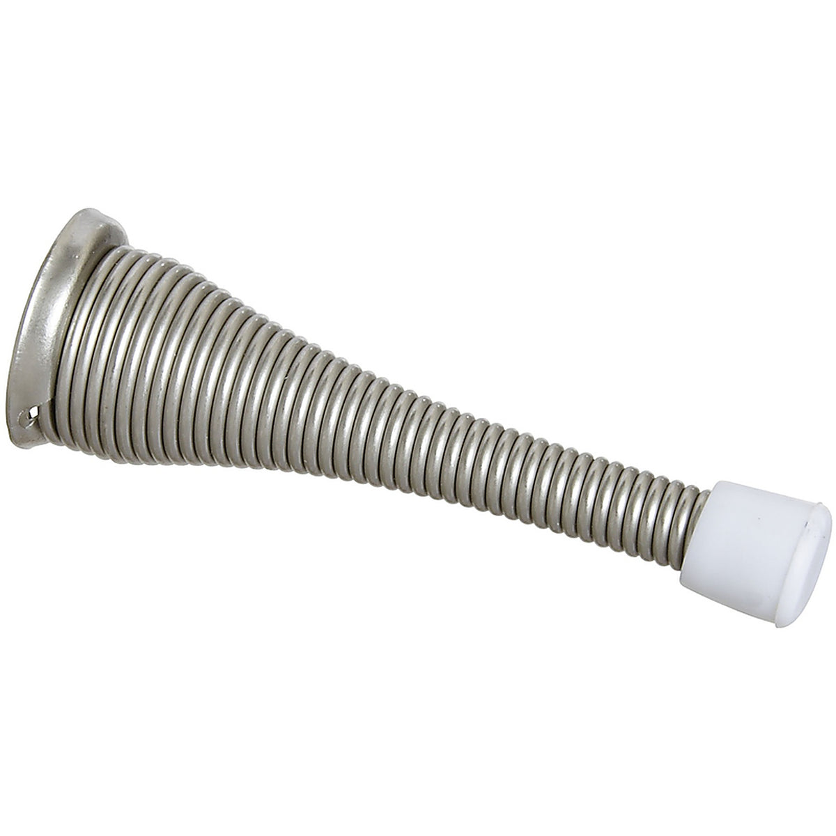 National Hardware N830-157 3 in. L Steel w/Rubber Tip Satin Nickel Silver Spring Door Stop Mounts to door