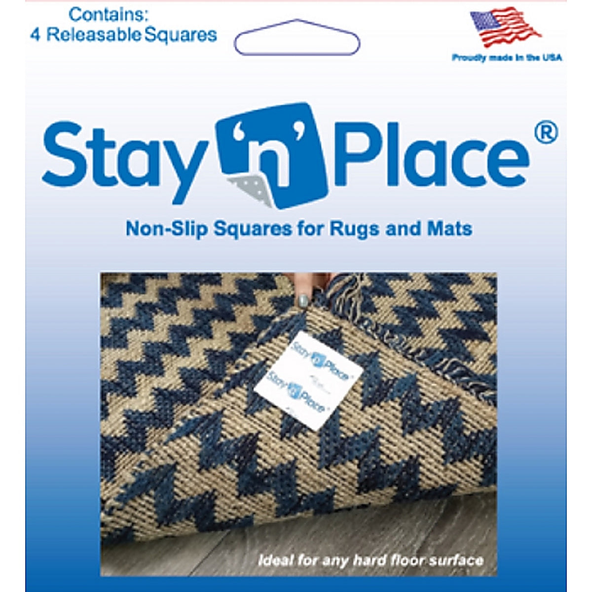 Stay N Place - SNP-3X3TABS - Rug Slip Resistant Tabs 3 In. W X 3 In. L Cloth/Plastic Blue 4 Pack