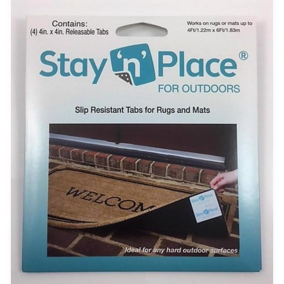 Stay N Place - SNP-OD-4X4TABS - Rug Slip Resistant Tabs 4 In. W X 4 In. L Cloth/Plastic Green 4 Pack