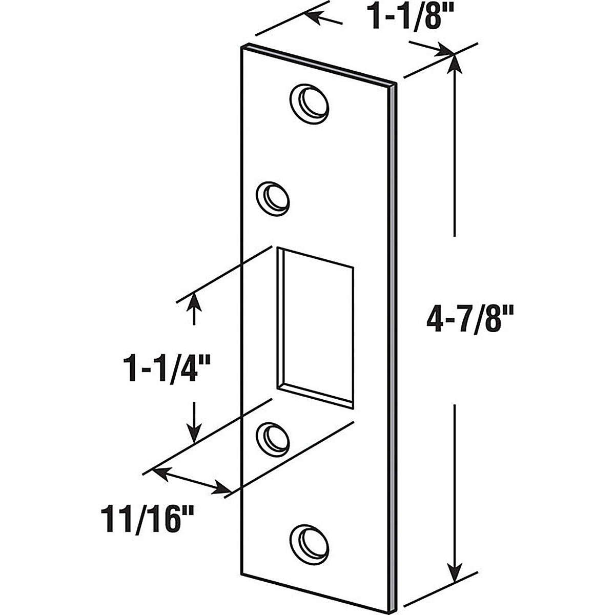 Prime-Line E2432 4.9 in. H x 1.1 in. L Brass-Plated Brass Steel Deadbolt Strike