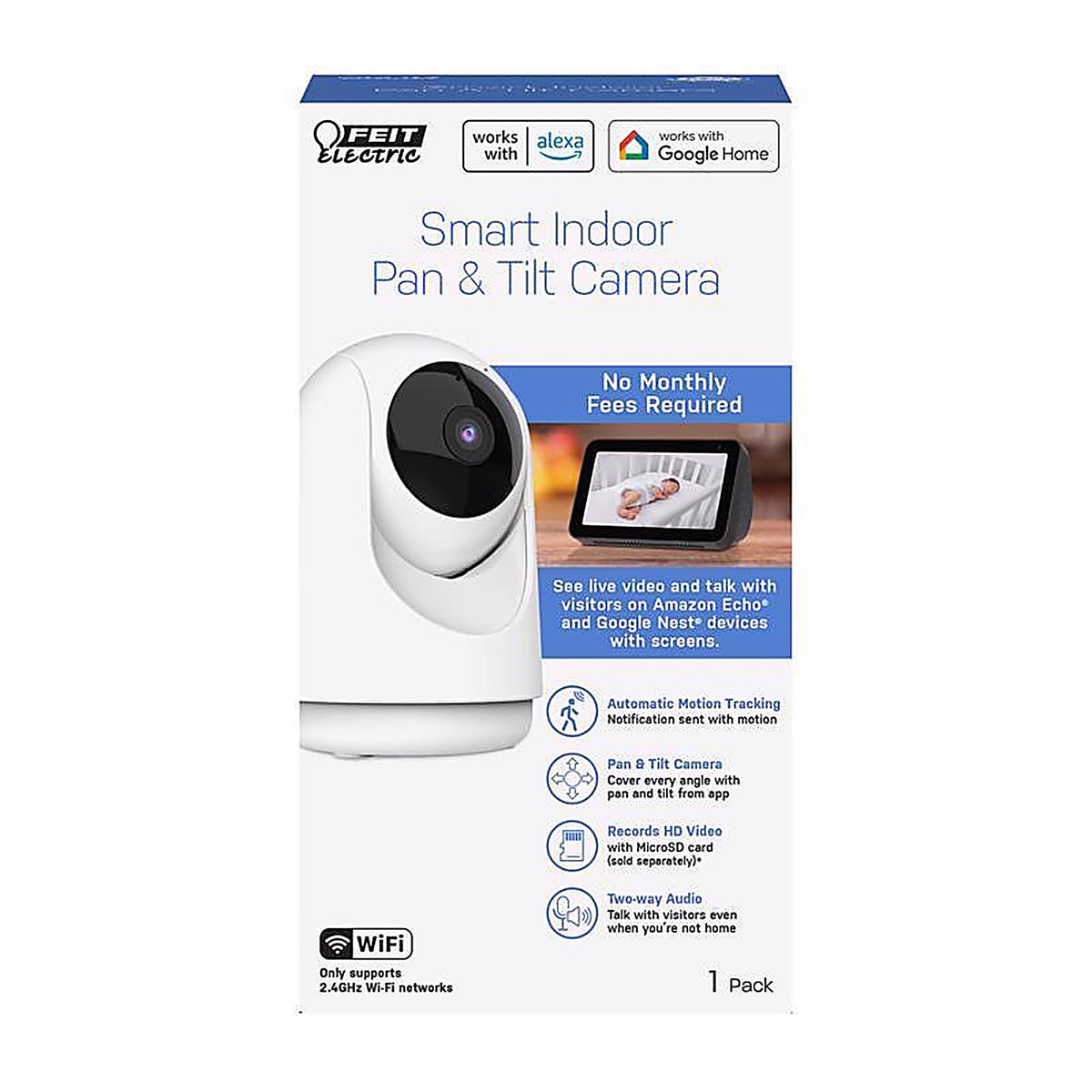 Feit Electric CAM/PAN/WIFI Plug-in Indoor Gray Wi-Fi Security Camera