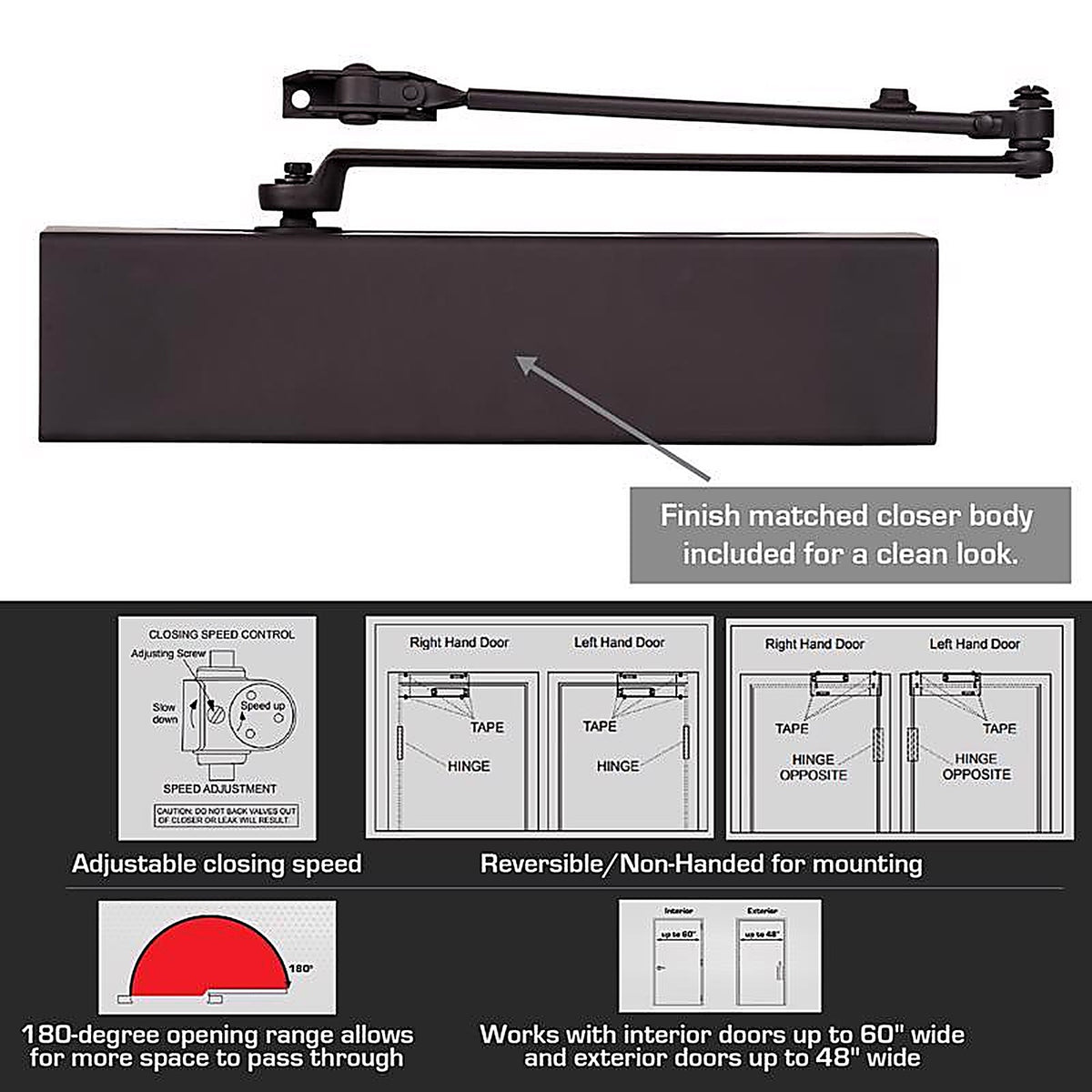Brinks - BC4062 - Commercial Oil Rubbed Bronze Steel Hydraulic Door Closer Grade 1