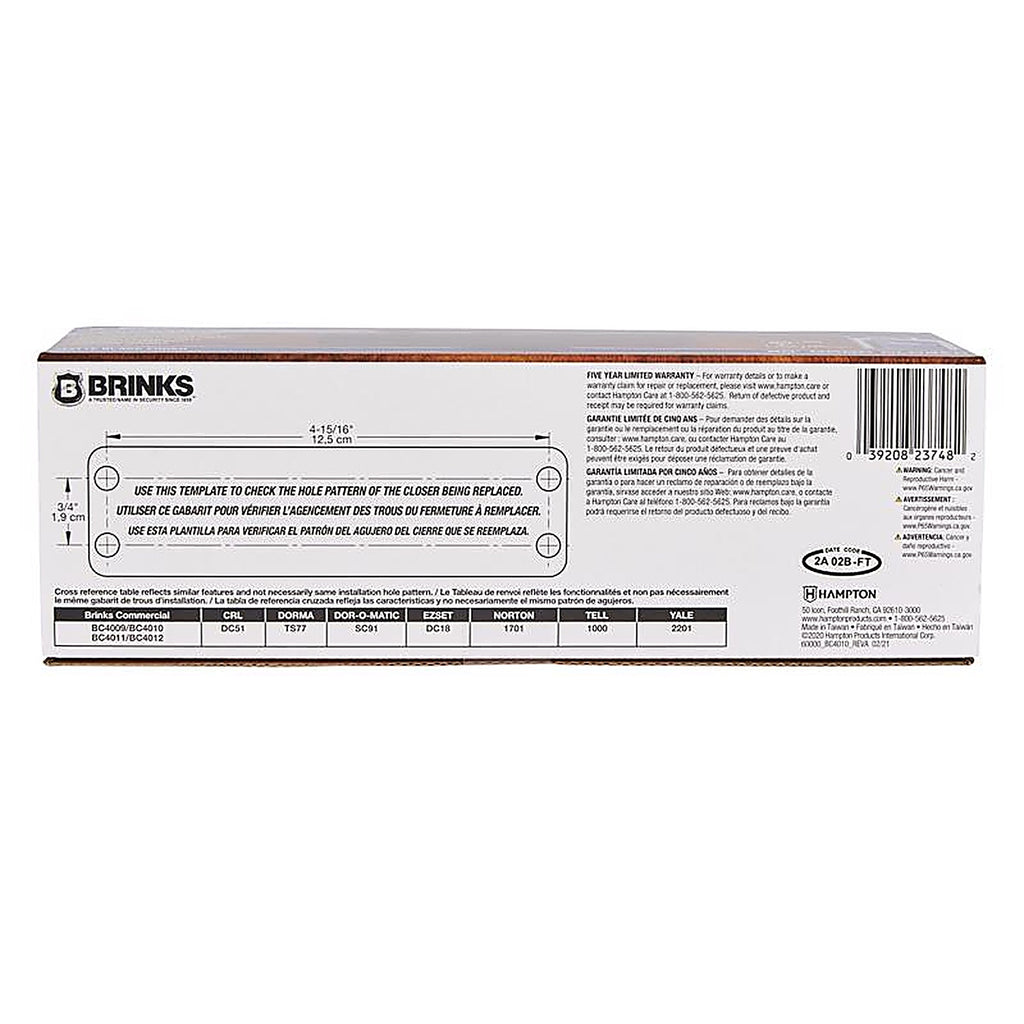 Brinks - BC4009 - Residental White Steel Hydraulic Adjustable Door Closer