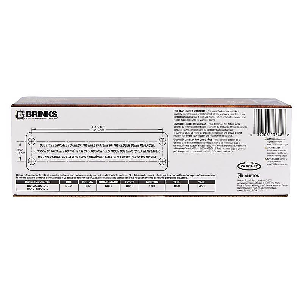 Brinks - BC4009 - Residental White Steel Hydraulic Adjustable Door Closer