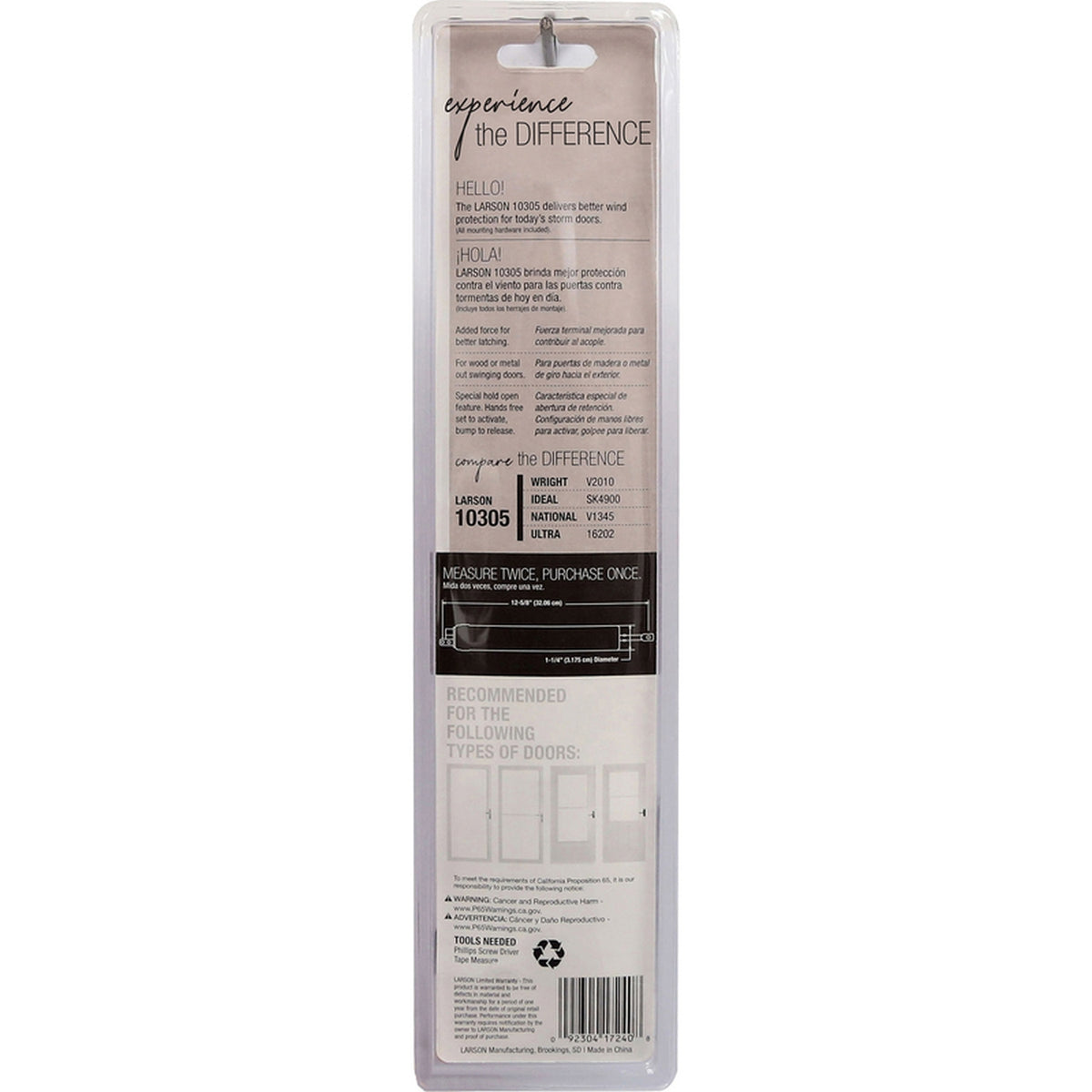 Larson CH1030501 Aluminum Pneumatic Door Closer