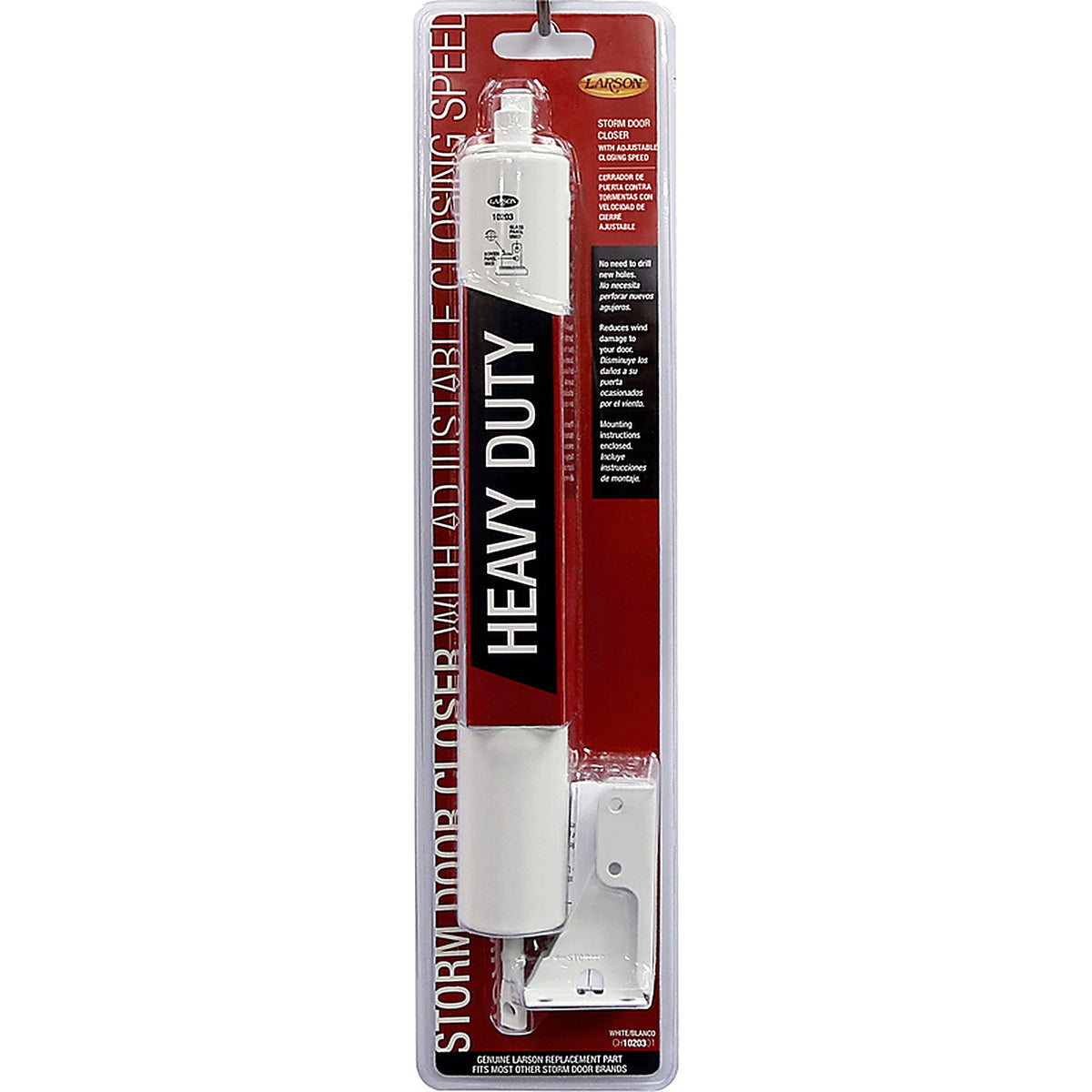 Larson CH1020301 Heavy Duty Aluminum Pneumatic Door Closer White