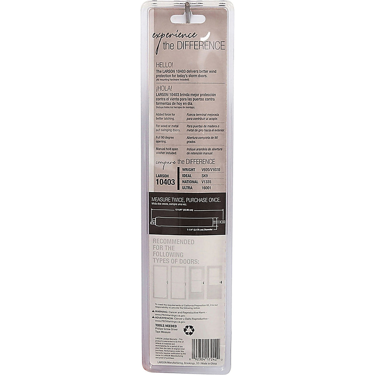 Larson CH1040301 Standard Duty Aluminum Pneumatic Door Closer