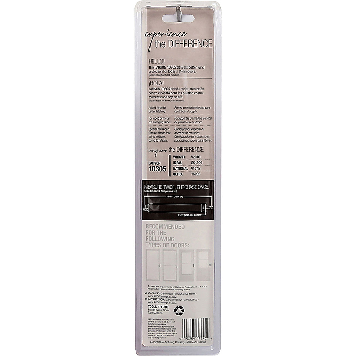 Larson CH1030301 Standard Duty Aluminum Pneumatic Door Closer