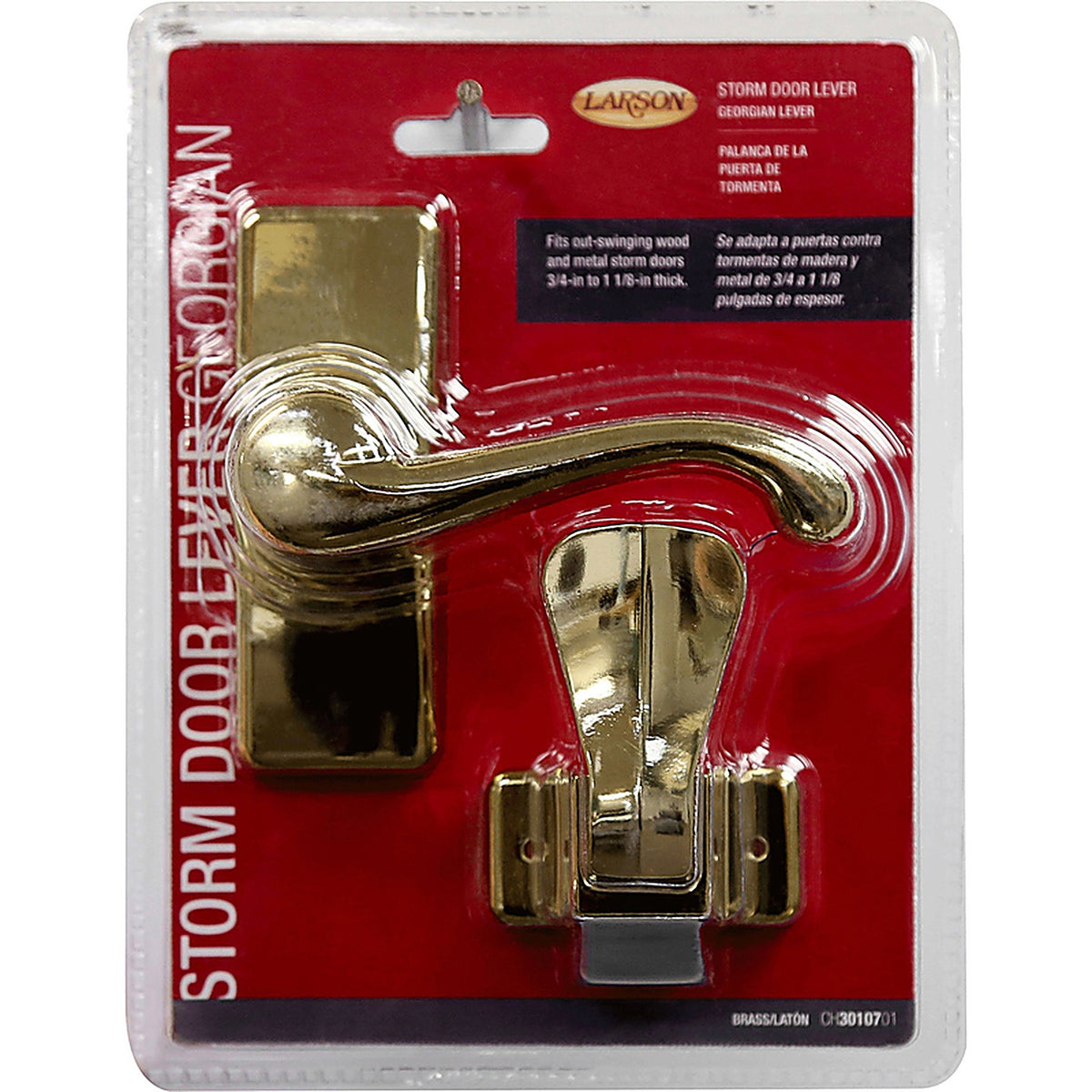 Larson CH3010701 Georgian Bright Brass Storm Door Lever 1 pk