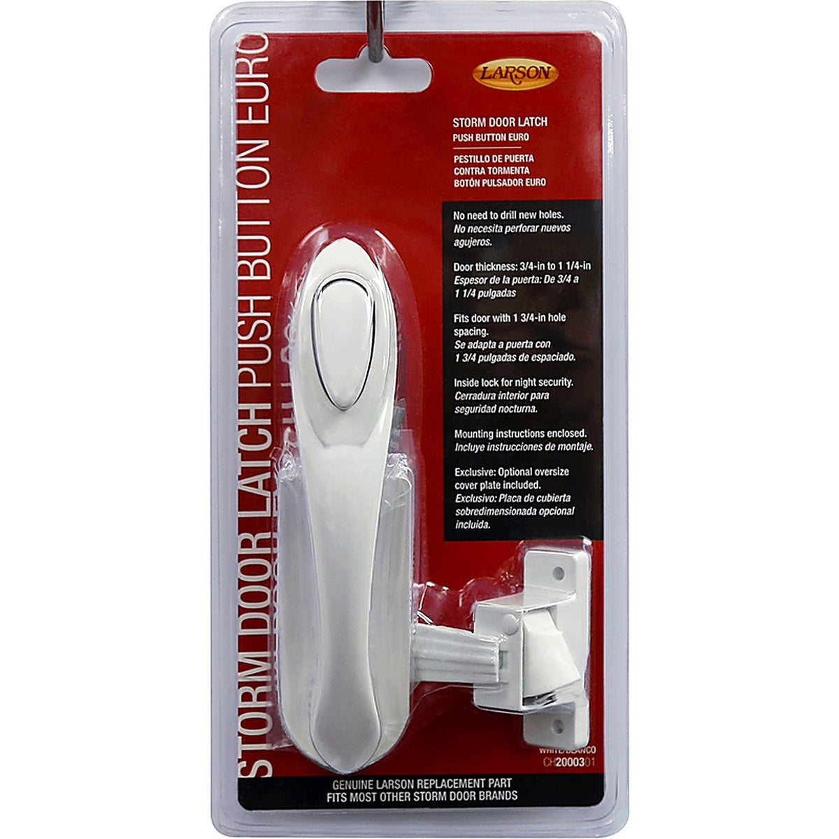 Larson CH2000301 Euro White Zinc Push Button Latch 1 pk