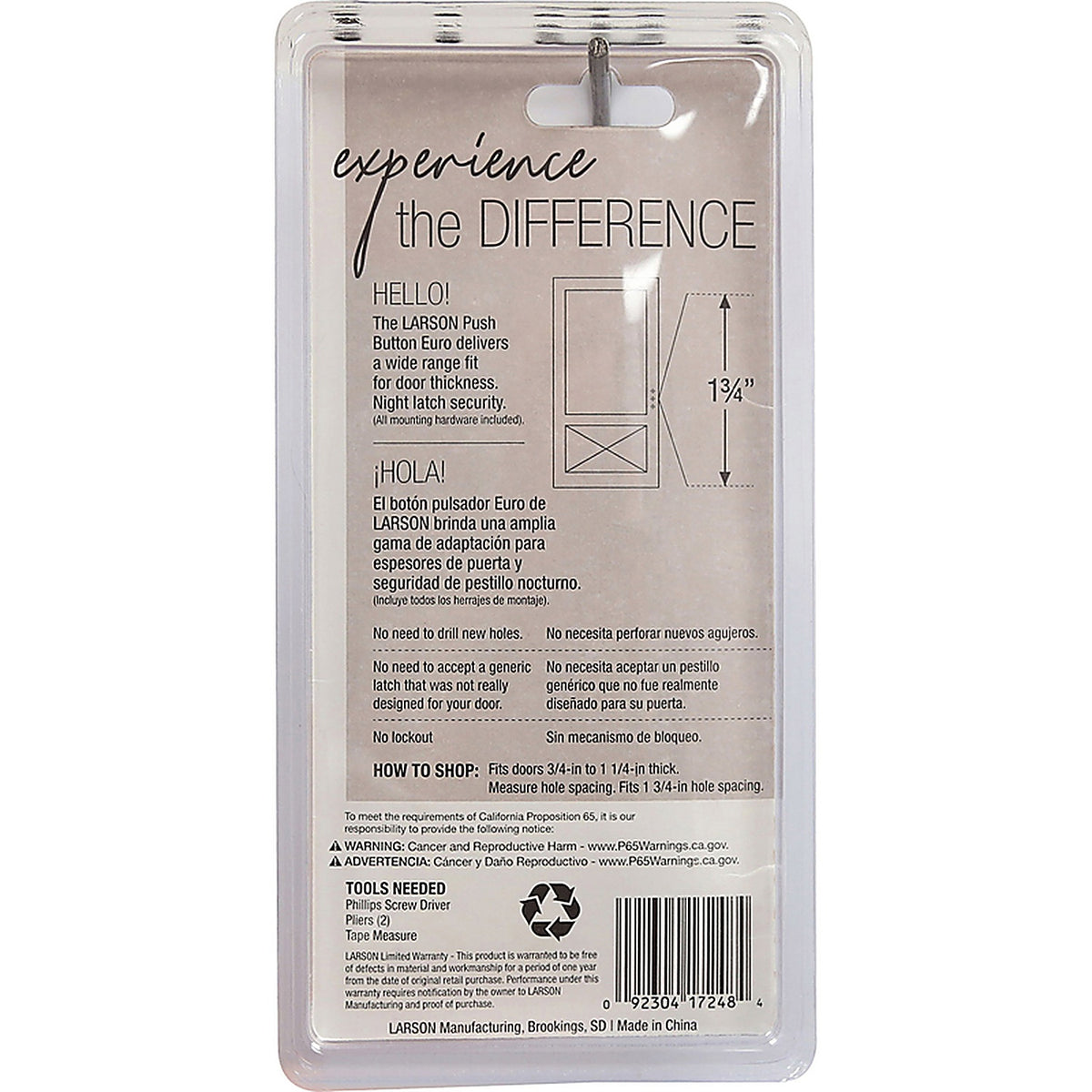 Larson CH2000301 Euro White Zinc Push Button Latch 1 pk