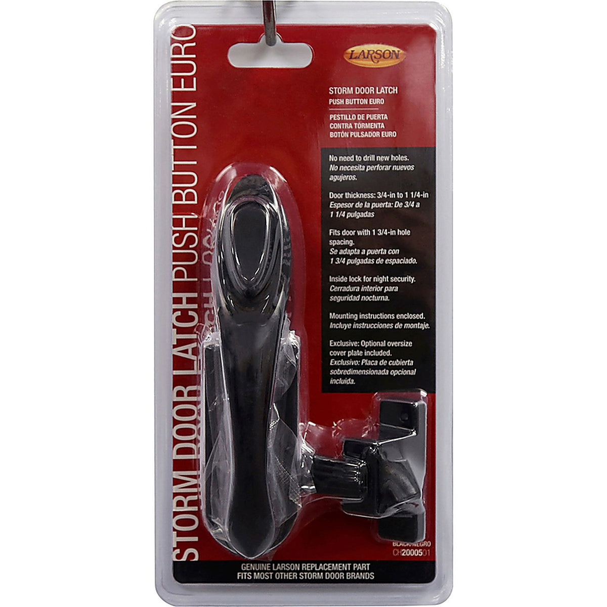 Larson CH2000501 Euro Black Zinc Push Button Latch 1 pk