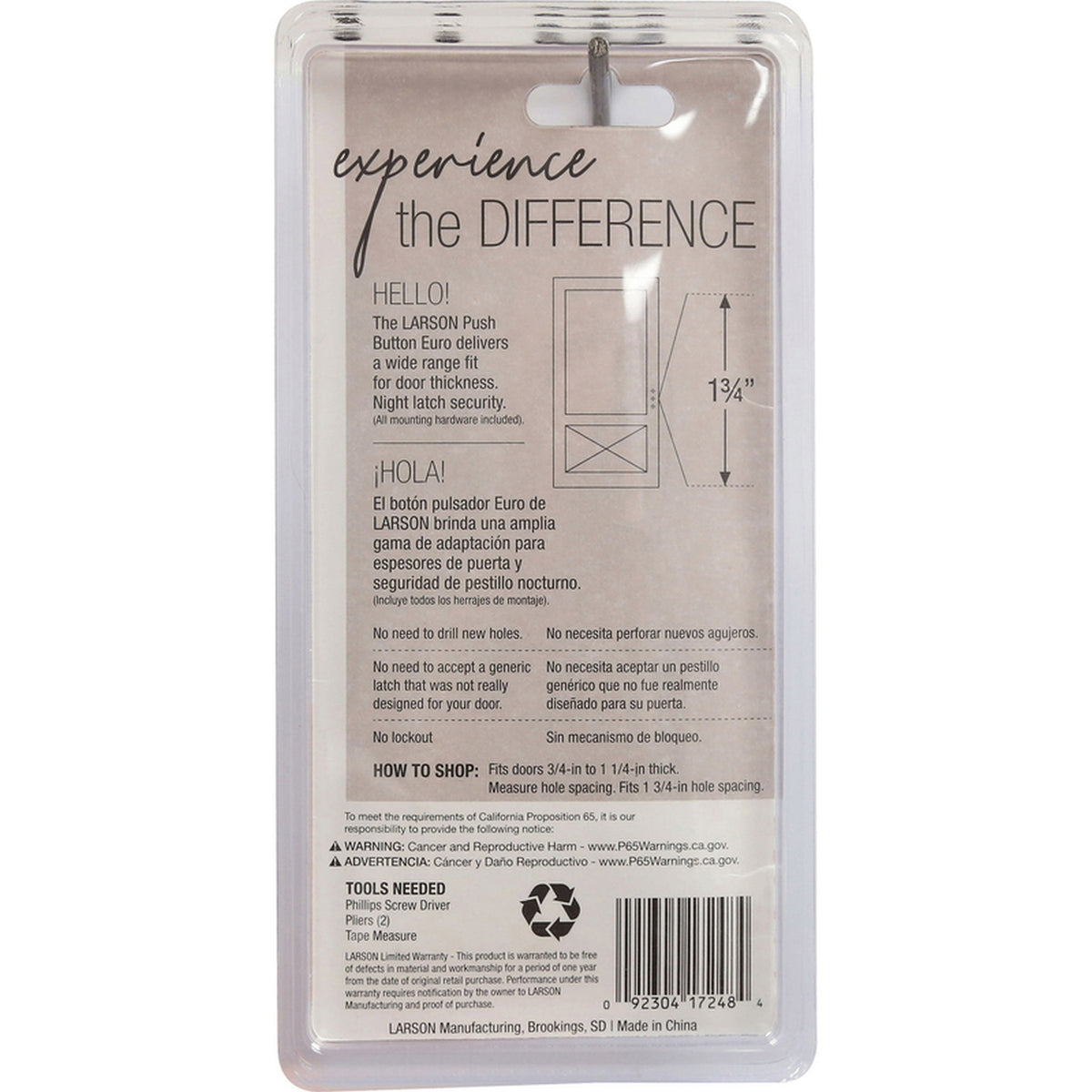 Larson CH2000501 Euro Black Zinc Push Button Latch 1 pk