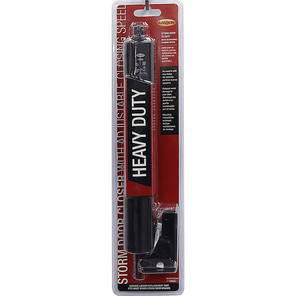 Larson CH1020501 Heavy Duty Aluminum Pneumatic Door Closer Black