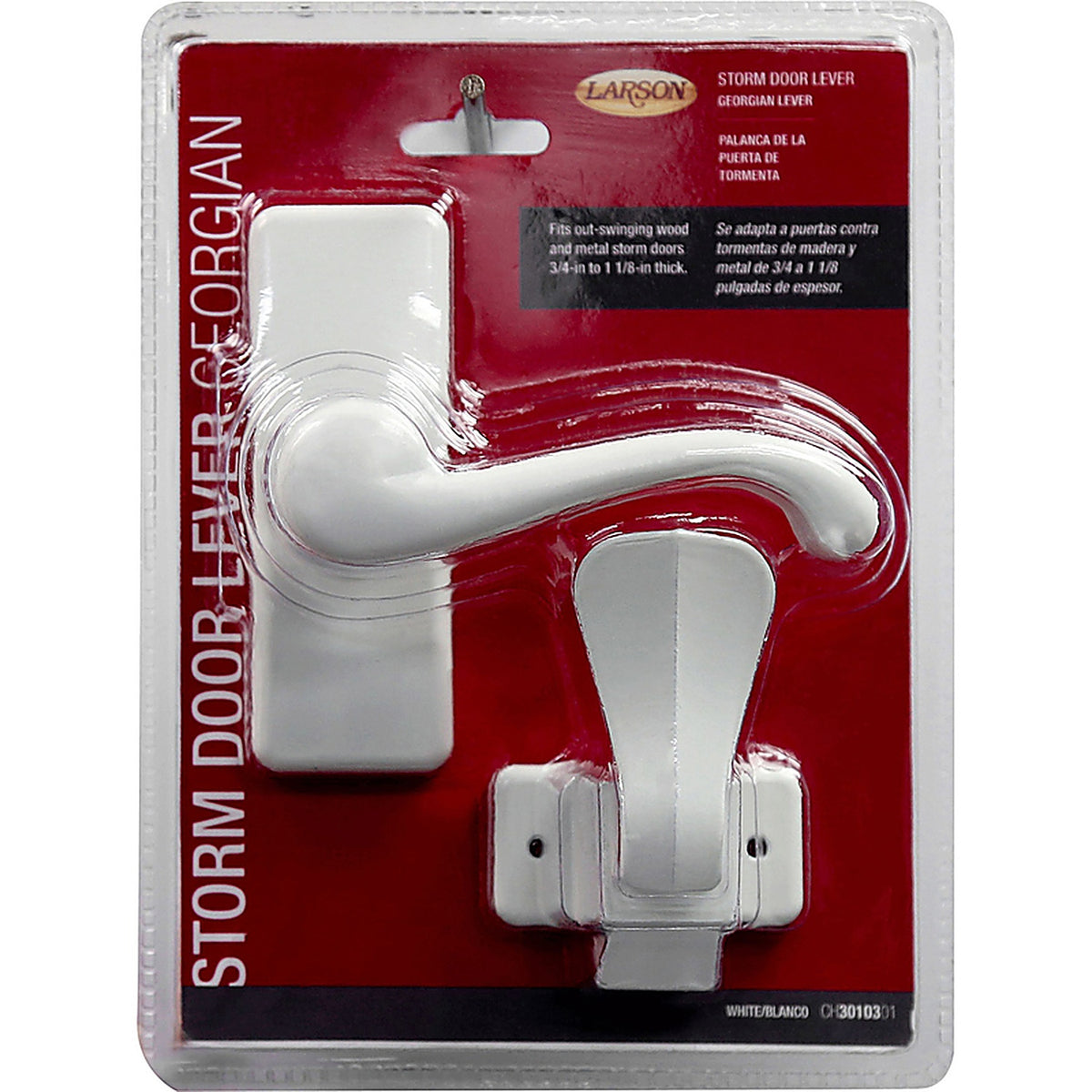 Larson CH3010301 Georgian White Zinc Lever Latches 1 pk