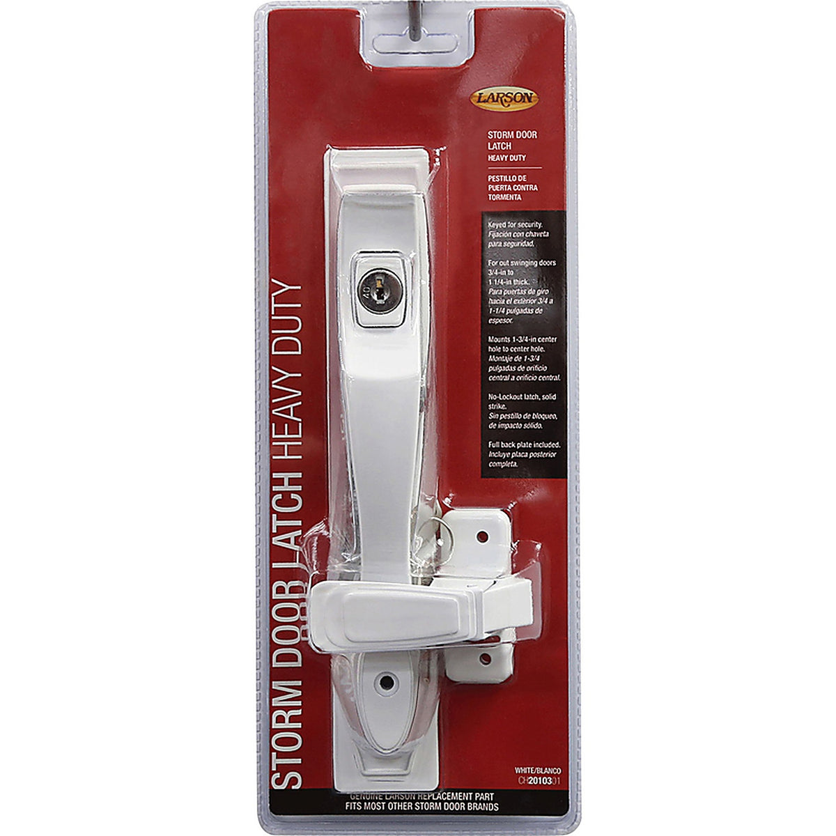 Larson CH2010301 Heavy Duty White Zinc Push Button Keyed Latch 1 pk