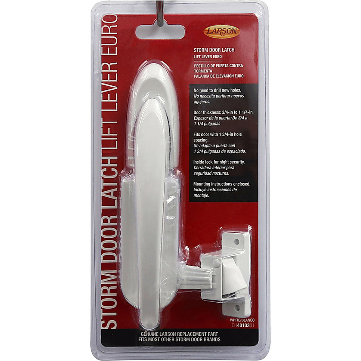 Larson CH4010301 Euro White Zinc Lift Lever Latch 1 pk