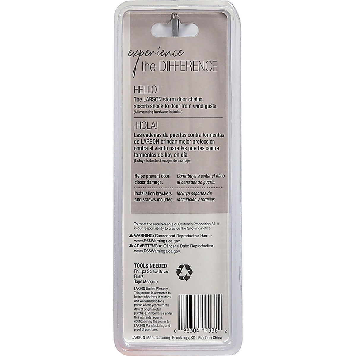 Larson CH9010101 Zinc-Plated Mill Steel Storm Door Wind Chain 9 pc