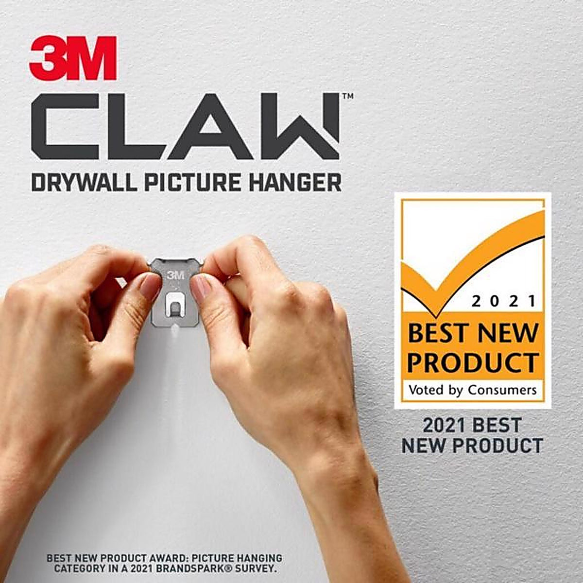 3M 3PH45M-3ES Claw Silver Drywall Picture Hanger 45 lb 3 pk