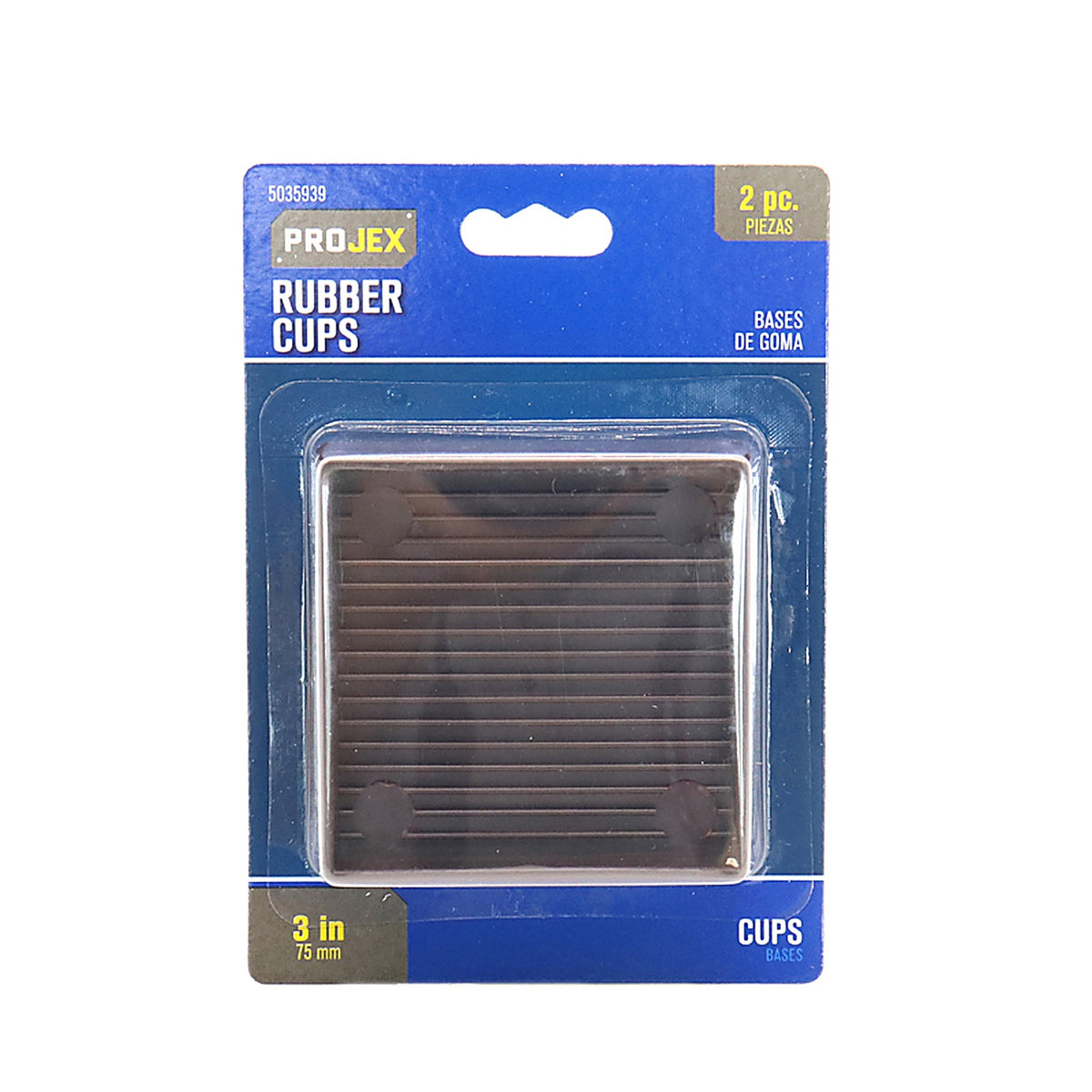 Projex - P0025 - Rubber Furniture Cups Brown Square 3 In. W X 3 In. L 2 Pack