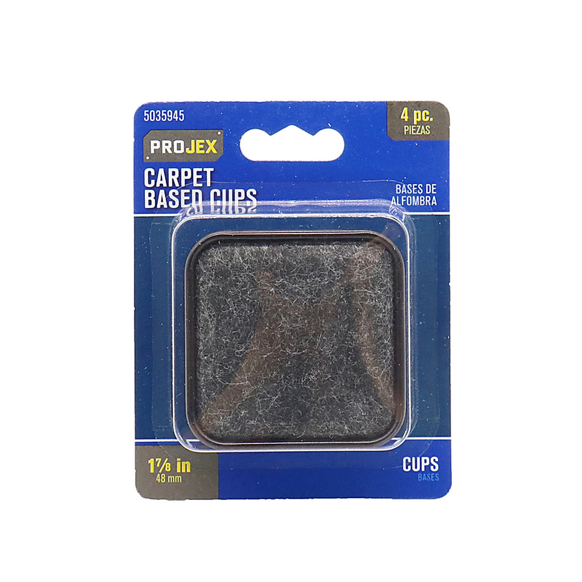 Projex - P0013 - Plastic Furniture Cups w/Carpeted Base Brown Square 1-7/8 In. W X 1-7/8 In. L 4 Pack