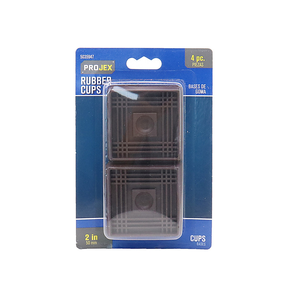 Projex - P0015 - Rubber Furniture Cups Brown Square 2 In. W X 2 In. L 4 Pack