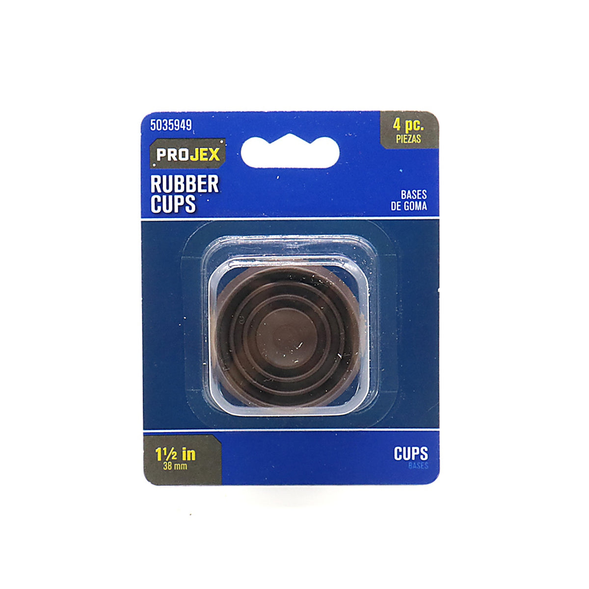 Projex - P0016 - Rubber Furniture Cups Brown Round 1-1/2 In. W 4 Pack