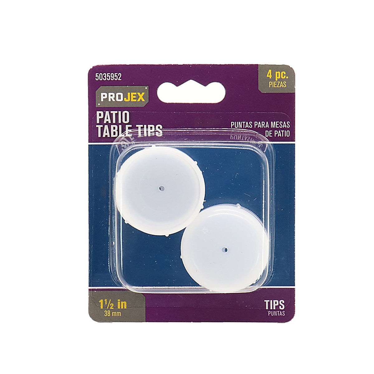 Projex - P0082 - Plastic Patio Table Tips White Round 1-1/2 In. W 4 Pack