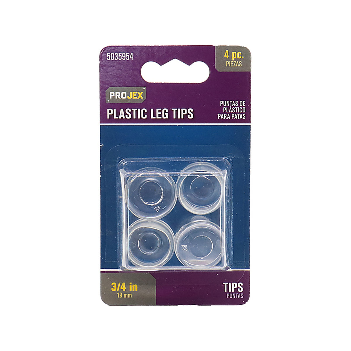Projex - P0080 - Thermoplastic Ethylene Leg Tip Clear Round 3/4 In. W 4 Pack