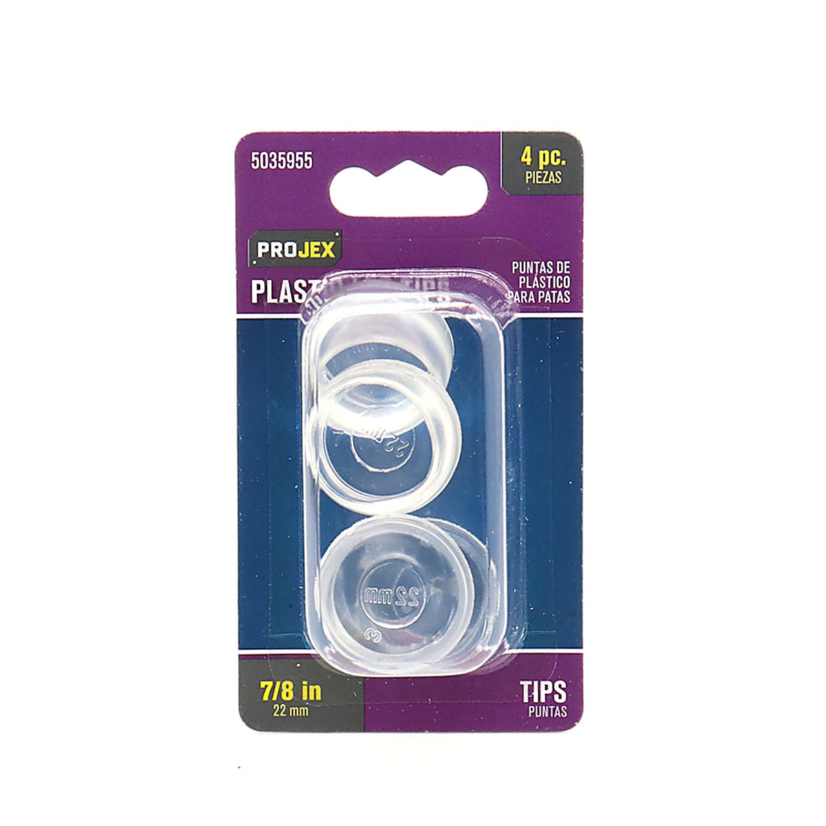 Projex - P0077 - Thermoplastic Ethylene Leg Tip Clear Round 7/8 In. W 4 Pack
